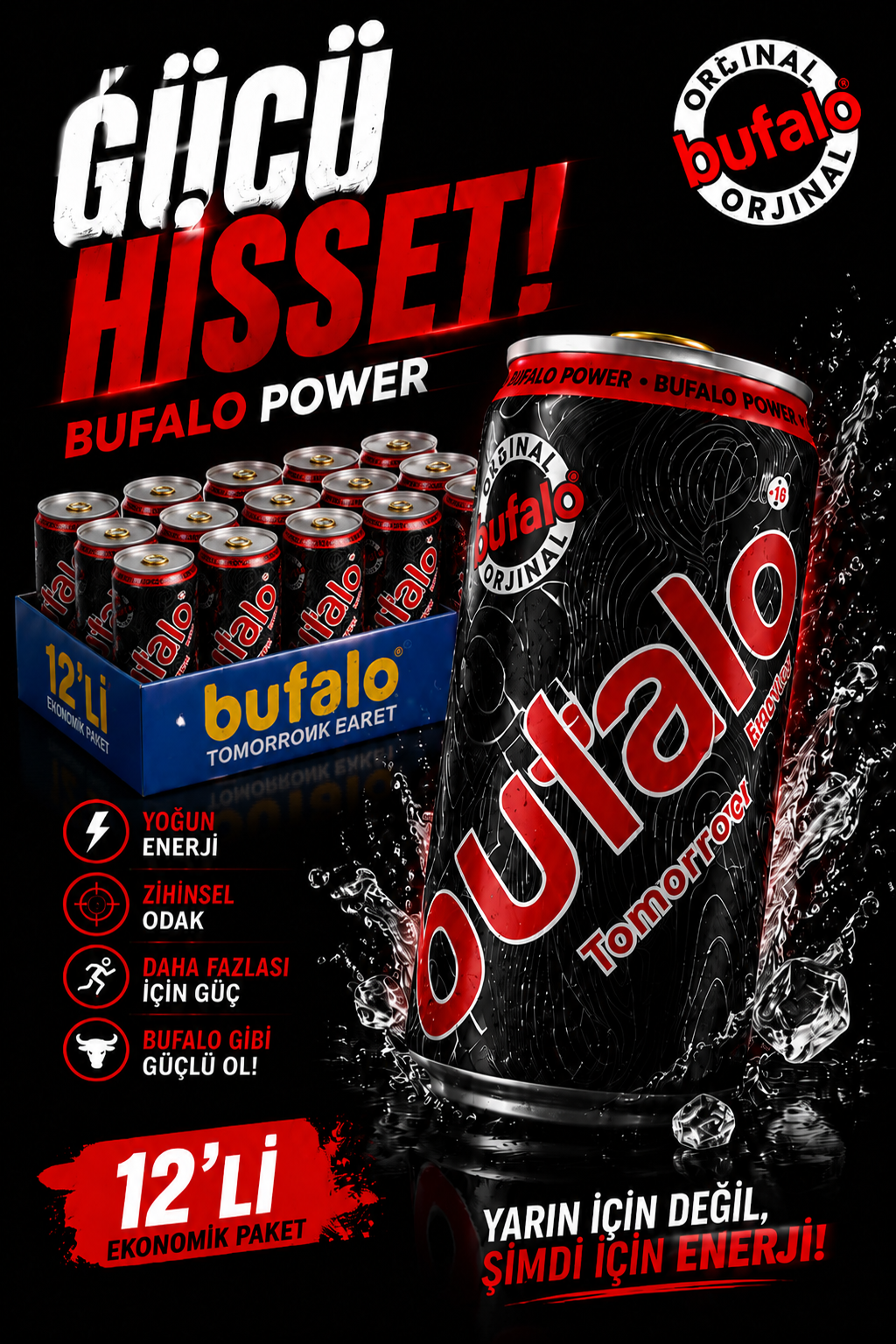 Bufalo Energy Likit 12’li Enerji İçeceği Paketi | 12 x 150 ml Avantajlı Set