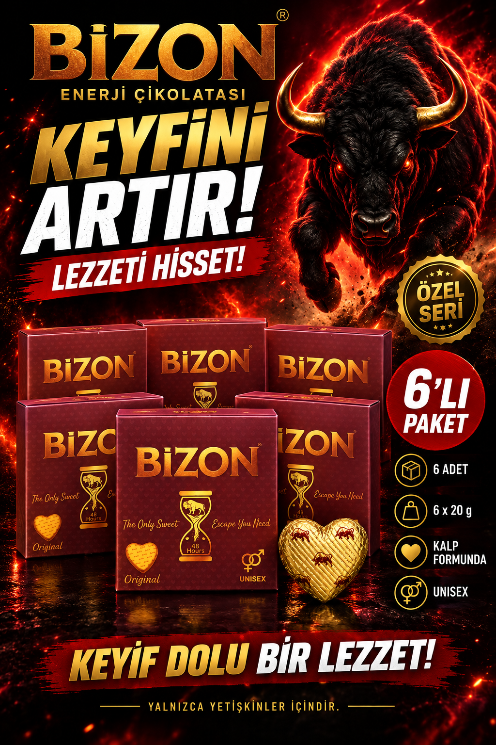Bizon 6’lı Enerji Çikolatası Seti – Unisex Çikolata 6 x 20 g