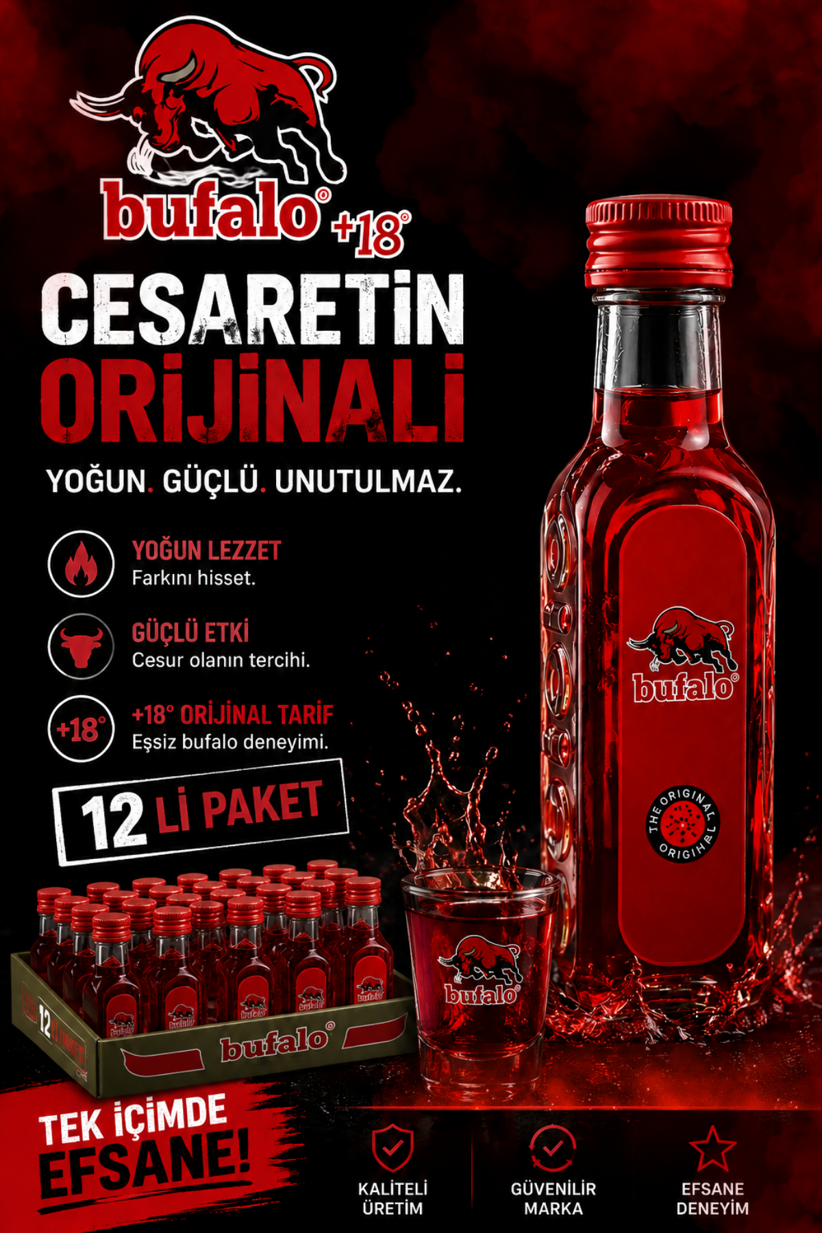 Bufalo Original 12’li Shot Enerji İçeceği Seti – Yetişkinlere Özel 12 Şişe