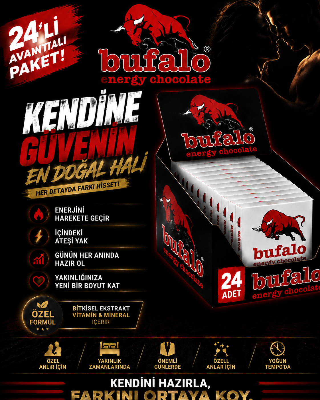 Bufalo 24’lü Enerji Çikolatası Seti | Büyük Avantaj Paketi